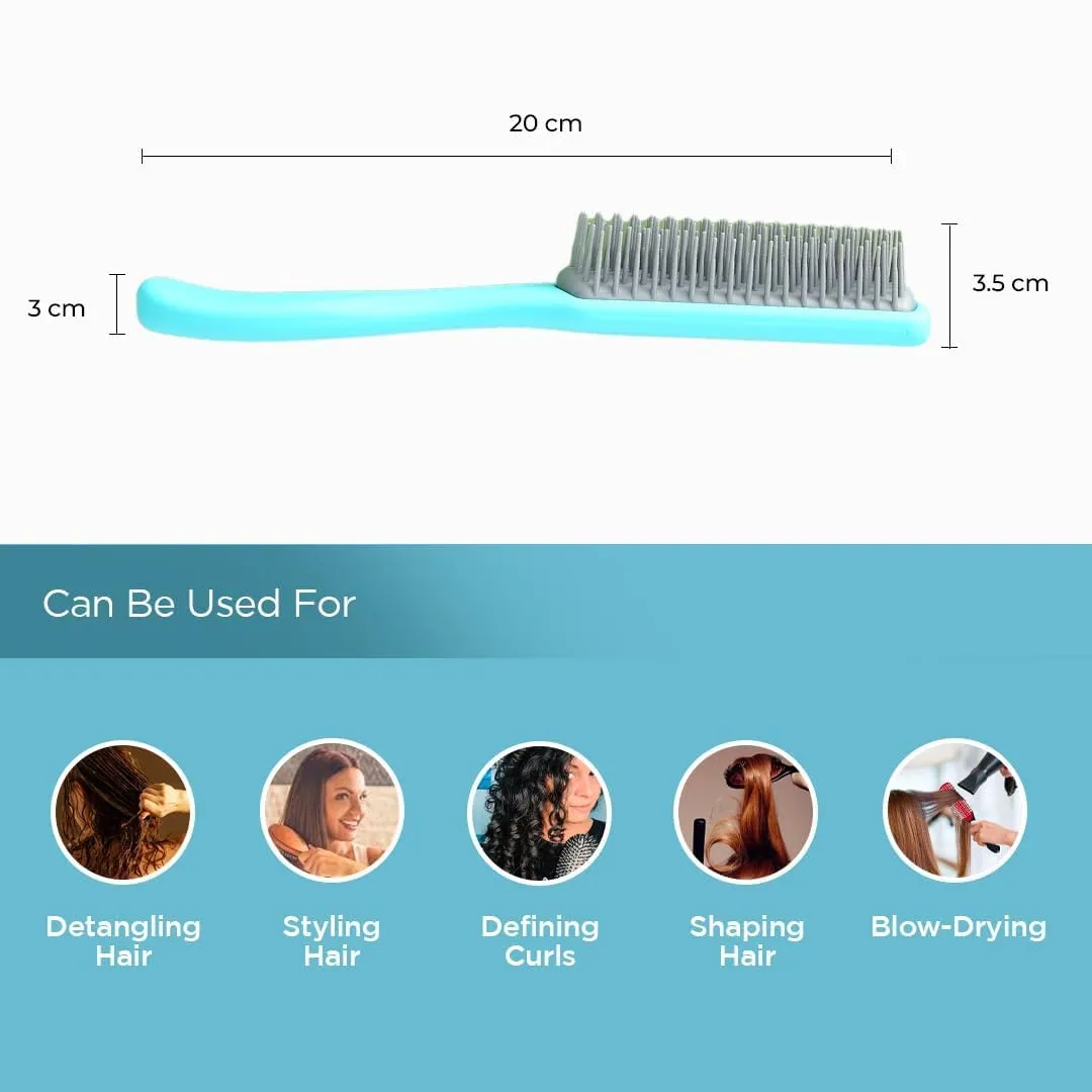 Homestic Hair Brush | Flexible Bristles Brush | Hair Brush with Paddle | Straightens & Detangles Hair Brush | Suitable For All Hair Types | C19-BLE-S | Small | 3 Piece | Blue