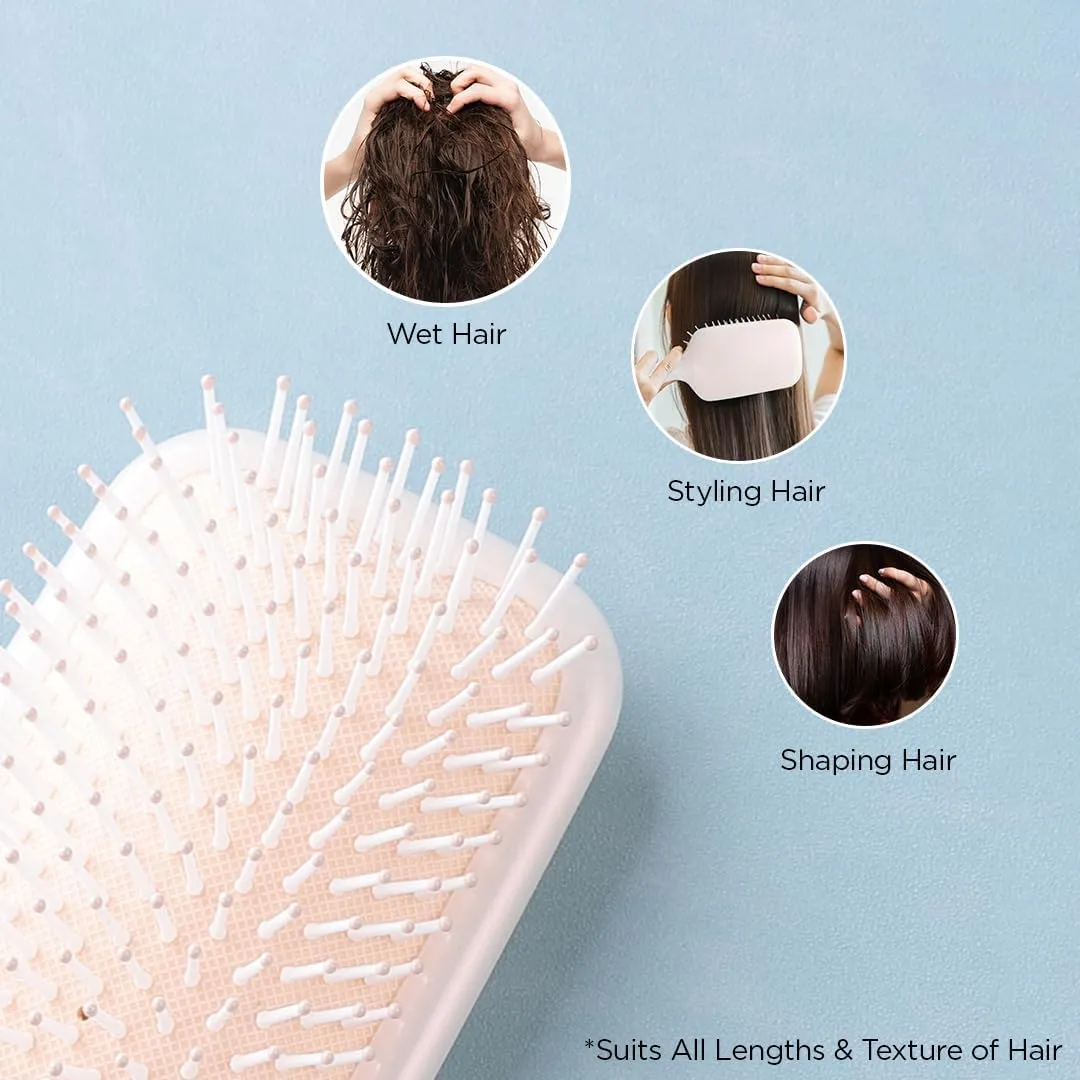 Kuber Industries Hair Brush | Bristles Brush | Hair Brush with Paddle | Detangles Hair Brush | Suitable For All Hair Types | Hair Brush Styling Hair | XH45BGE | Beige