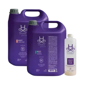 Moist Shampoo and Conditioner Gallon with Dilution Bottle Set by Hydra