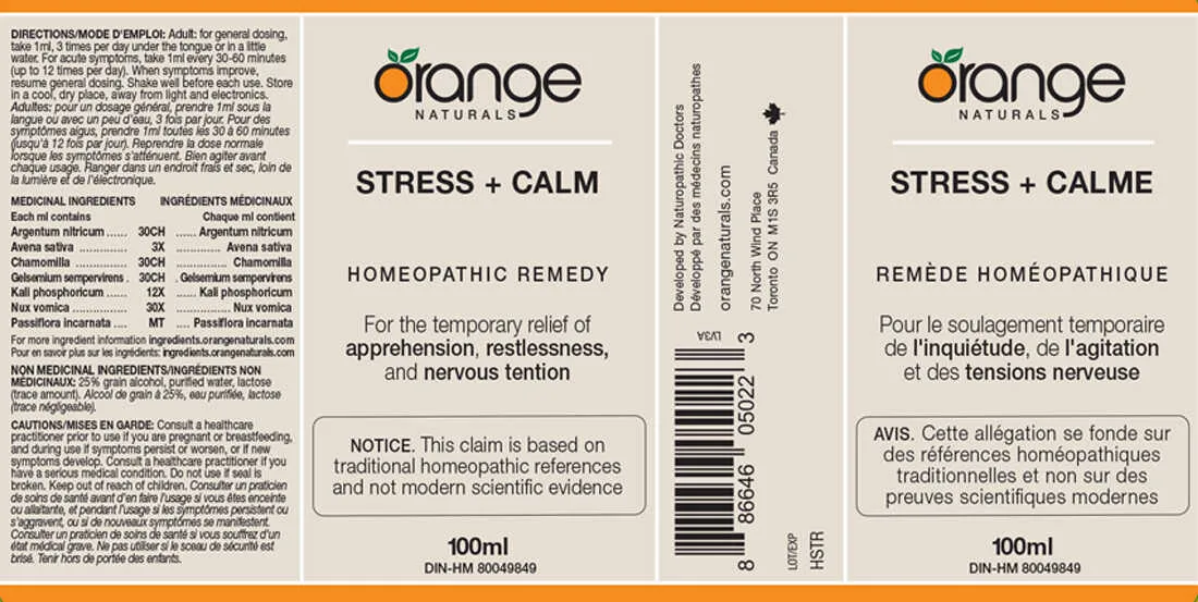Orange Naturals Stress   Calm Homeopathic Remedy, 100ml
